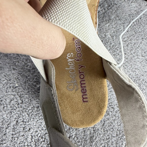 Skechers Memory Foam Womens 10 White‎ Strap Low Wedge Sandals - Picture 7 of 13